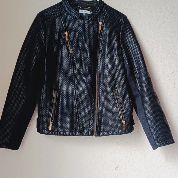 Calvin Klein black with gold zippers and snaps. - Picture 8 of 11